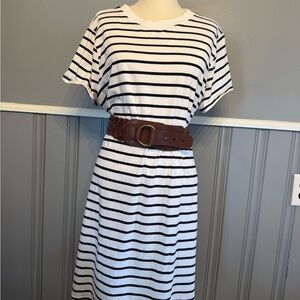 Old Navy Black and White Midi Dress with Dolman Sleeves